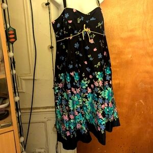 Floral Navy Dress with Multicolor FloralAccents